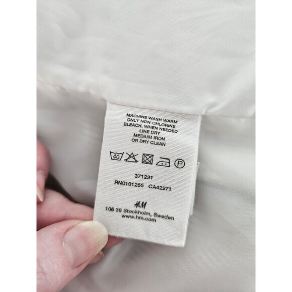 H&M White And Cream Striped Women's Suit Blazer Jacket Size 4 European Size 34 - Picture 11 of 15